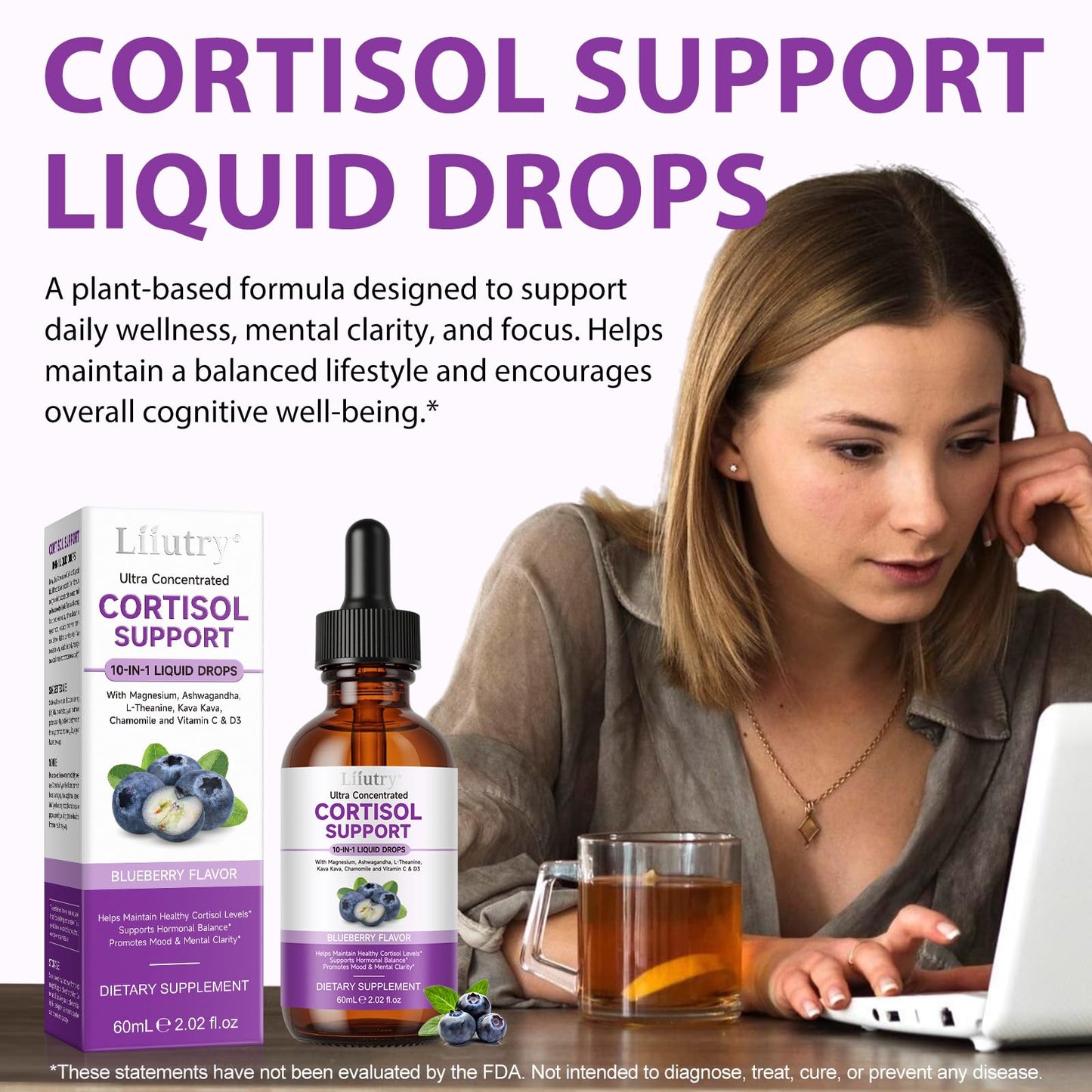 Cortisol Supplement Liquid Drops, Cortisol Supplements for Women & Men, 10 in 1 Cortisol Detox Manager Reducer with Magnesium, Ashwagandha, L-theanine, Hormone Balanced, Sleep Support - 2.02 fl.oz - Maple Wellness Supplements