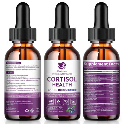 Cortisol Supplements for Women, Cortisol Reducer Manager Detox with KSM-66® Ashwagandha, Kava, Lemon Balm & Vitamin C B5 B6, Lower Cortisol, Hormone Harmony Liquid Drops, 2 FL.OZ, Blueberry Flavor - Maple Wellness Supplements