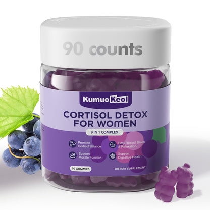 Cortisol Supplements for Women, Lower Cortisol for Women, Cortisol Gummies with Ashwagandha, Magnesium, L-Theanine, Phosphatidylserine, Vitamin, Relaxation, Focus, Sugar-Free, Vegan, 90 Count - Maple Wellness Supplements