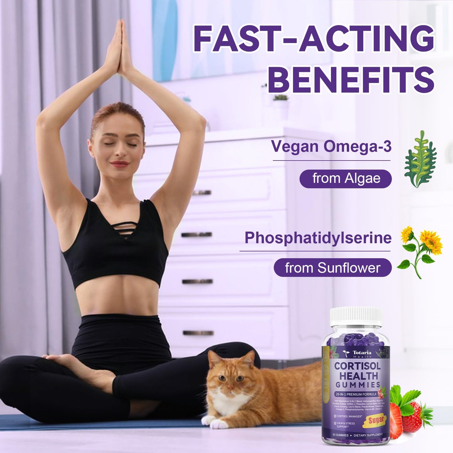 Cortisol Supplements for Women & Men 20-in-1 Cortisol Gummies with Ashwagandha Rhodiola Rosea Magnesium Phosphatidylserine Calm Focus Mood Support Healthy Cortisol Levels 30 Day Supply - Maple Wellness Supplements