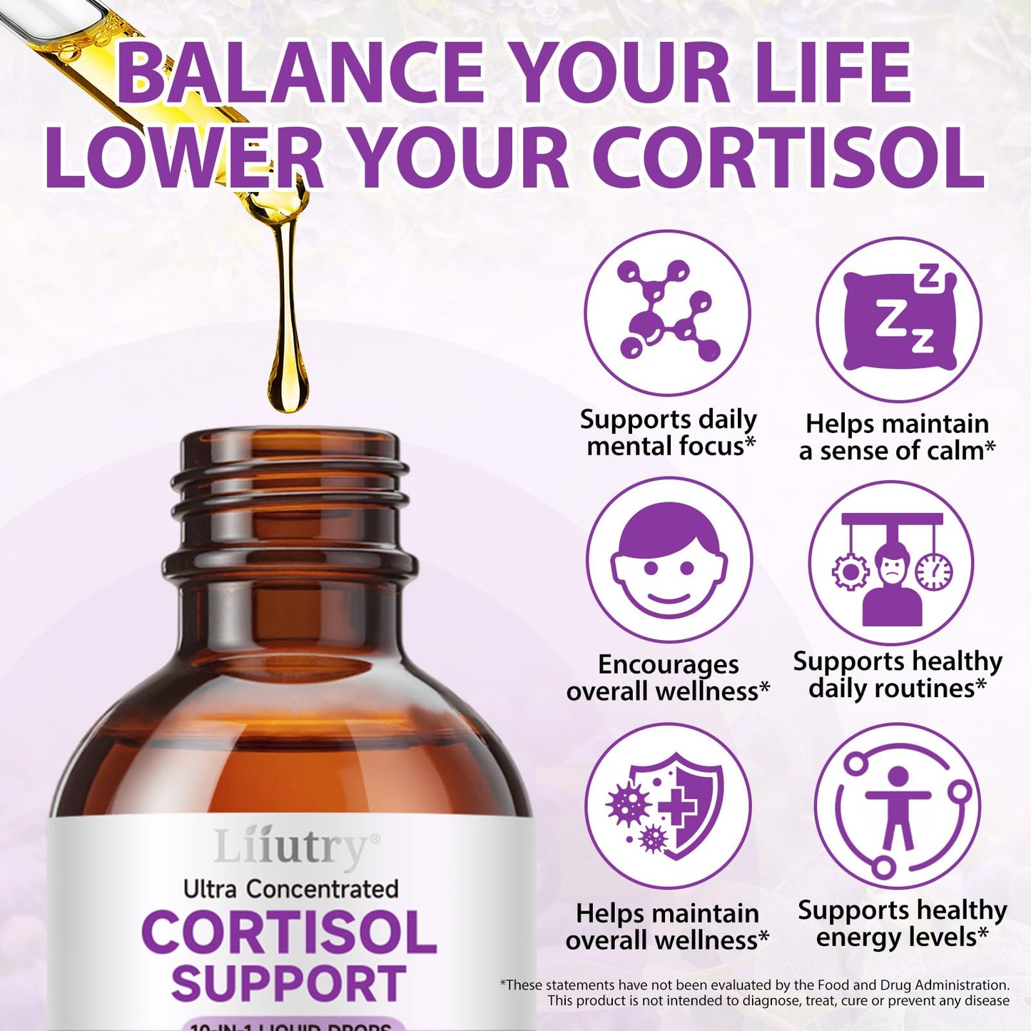 Cortisol Supplements for Women & Men, Cortisol Reducer 10 In 1 Cortisol Detox Liquid Drops with Magnesium, Ashwagandha, L-Theanine Liquid Drops, Hormone Balanced,Promotes Mood & Mental Clarity 2 Fl.Oz - Maple Wellness Supplements
