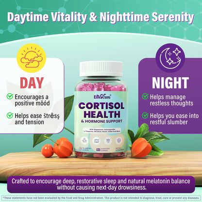 Cortisol Supplements for Women & Men, Cortisol Reducer Gummies w/ Magnesium, Ashwagandha, L-Theanine, Rhodiola, Reishi, 24 IN 1 Cortisol Detox Manager for Calm Mood, Focus & Relaxation,Vegan, 120 Cts - Maple Wellness Supplements