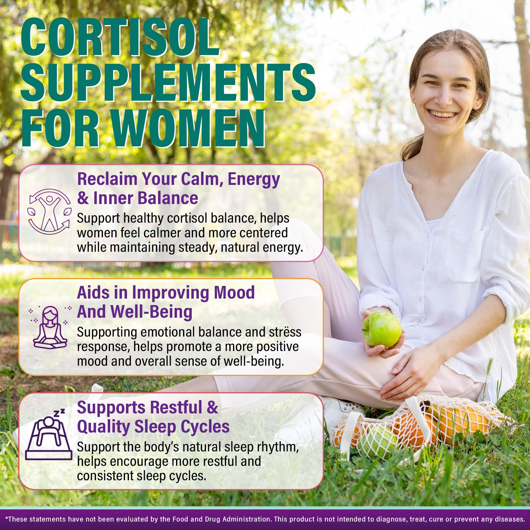 Cortisol Supplements for Women & Men, Cortisol Reducer Gummies w/ Magnesium, Ashwagandha, L-Theanine, Rhodiola, Reishi, 24 IN 1 Cortisol Detox Manager for Calm Mood, Focus & Relaxation,Vegan, 120 Cts - Maple Wellness Supplements
