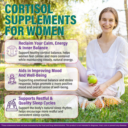 Cortisol Supplements for Women & Men, Cortisol Reducer Gummies w/ Magnesium, Ashwagandha, L-Theanine, Rhodiola, Reishi, 24 IN 1 Cortisol Detox Manager for Calm Mood, Focus & Relaxation,Vegan, 120 Cts - Maple Wellness Supplements
