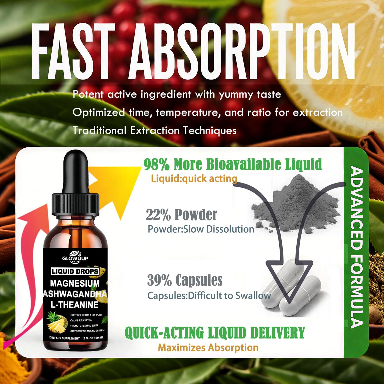 Cortisol Supplements for Women & Men, Cortisol Reducer Manager Detox Liquid Drops Extra Strength Magnesium Glycinate 200mg, L-Theanine & Ashwagandha丨Hormone Balance, Relaxation & Recess Mood - Maple Wellness Supplements