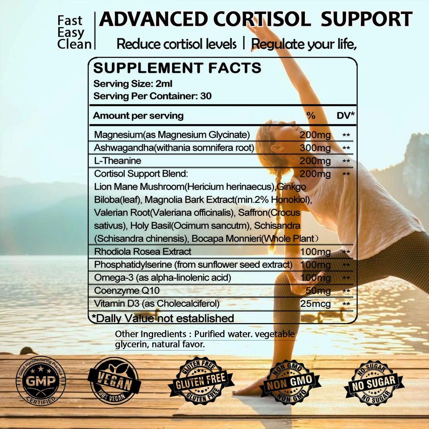 Cortisol Supplements for Women & Men, Cortisol Reducer Manager Detox Liquid Drops Extra Strength Magnesium Glycinate 200mg, L-Theanine & Ashwagandha丨Hormone Balance, Relaxation & Recess Mood - Maple Wellness Supplements