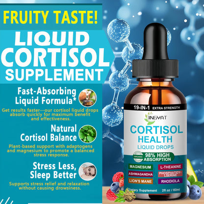 Cortisol Supplements for Women,19-in-1 Cortisol Supplement Liquid Drops w/Magnesium,L-Theanine,Ashwagandha,Omega-3, High Absorption Hormone Balanced for Women Drops - Sleep Focus Mood, Non-GMO - Maple Wellness Supplements