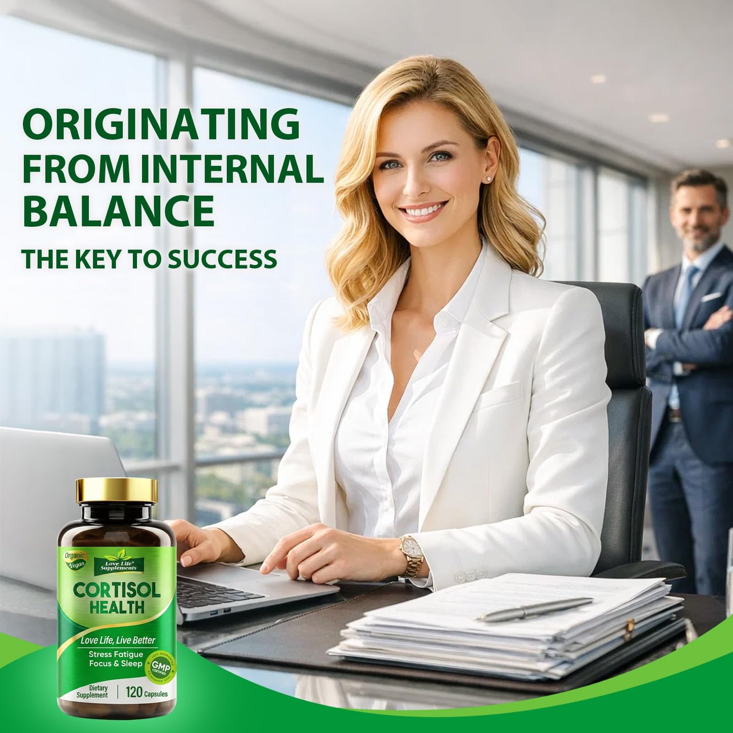 Cortisol Supplements for Women/Men, Advanced Stress & Cortisol Support with Ashwagandha & Rhodiola Rosea, Promotes Relaxation, Mood, Focus, and Restful Sleep for Men and Women, 120 Capsules - Maple Wellness Supplements