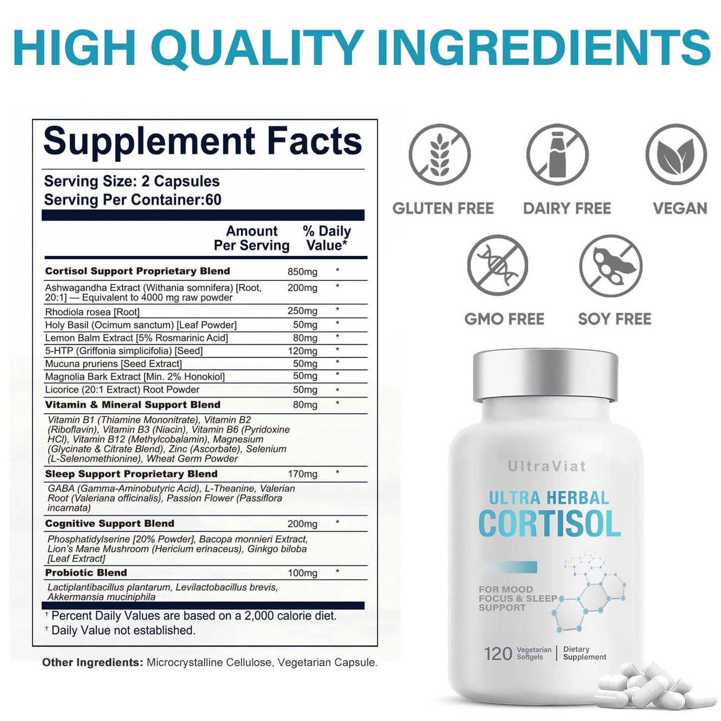 Cortisol Supplements for Women/Men, Cortisol Reducer with Ashwagandha, Rhodiola Rosea, L-Theanine, Support Hormone Balance, Stress & Sleep - Maple Wellness Supplements