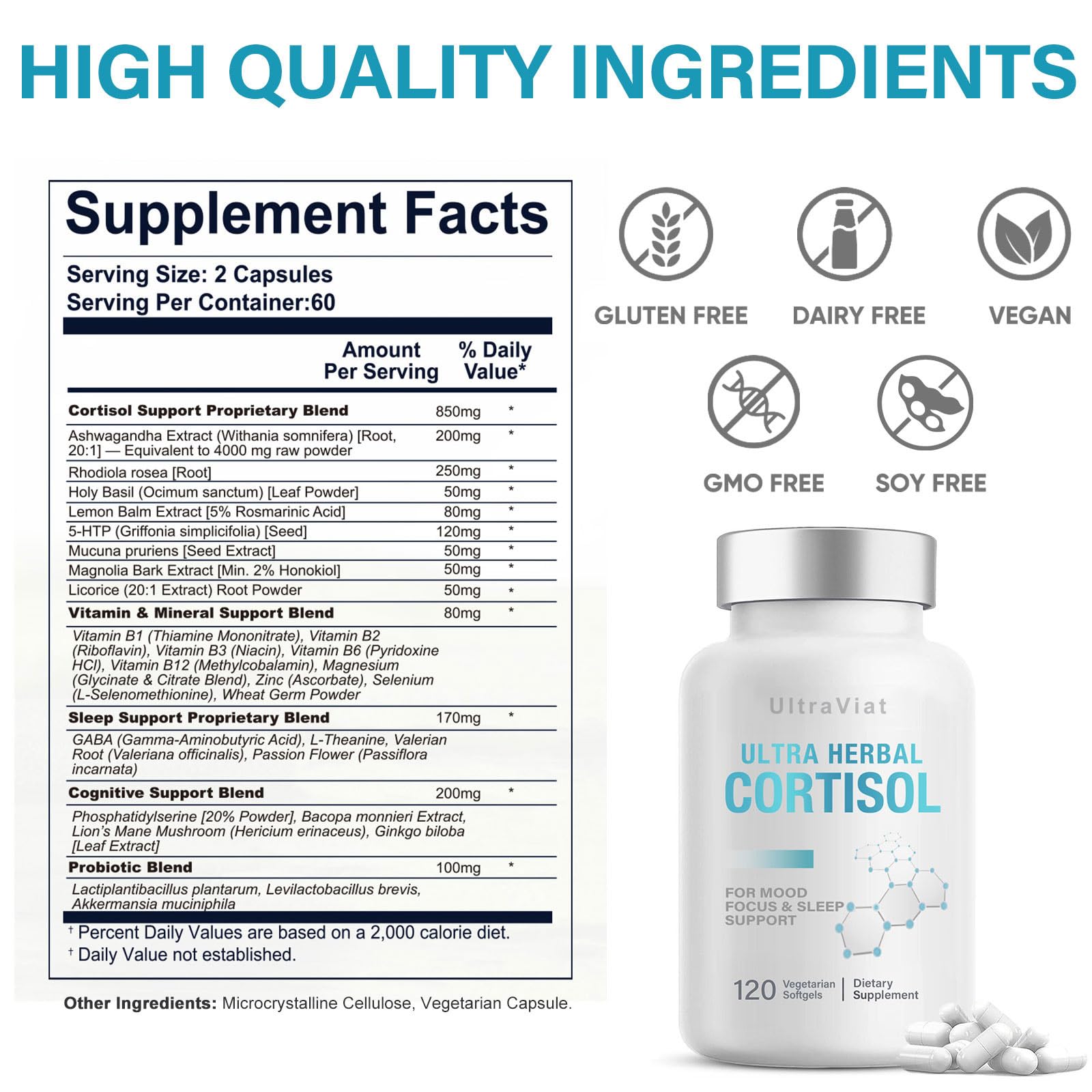 Cortisol Supplements for Women/Men, Cortisol Reducer with Ashwagandha, Rhodiola Rosea, L-Theanine, Support Hormone Balance, Stress & Sleep - Maple Wellness Supplements