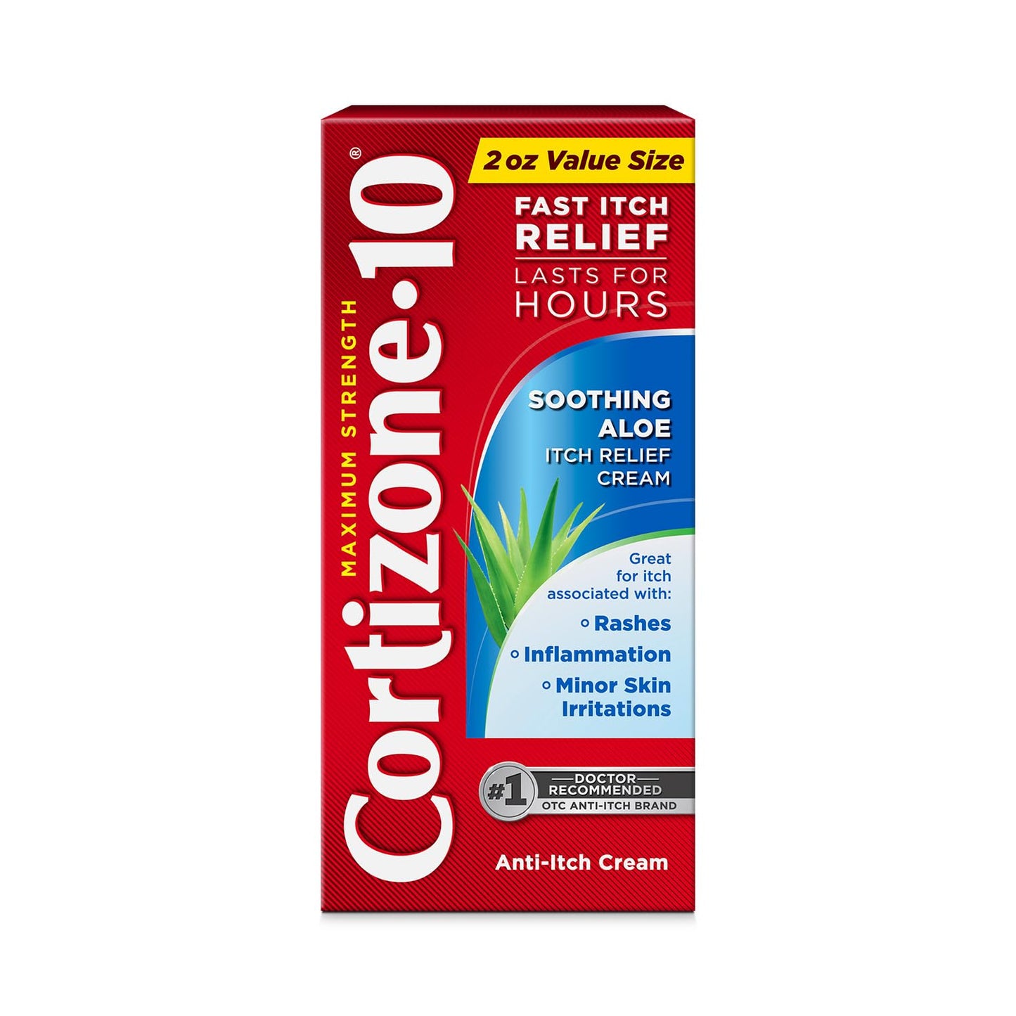 Cortizone-10 Maximum Strength Soothing Aloe Itch Relief Cream, 1% Hydrocortisone, Fast-Acting, Anti-Itch Cream for Bug Bites, Rash, Eczema, Psoriasis, Poison Ivy, Oak, Sumac & More, 2 oz - Maple Wellness Supplements