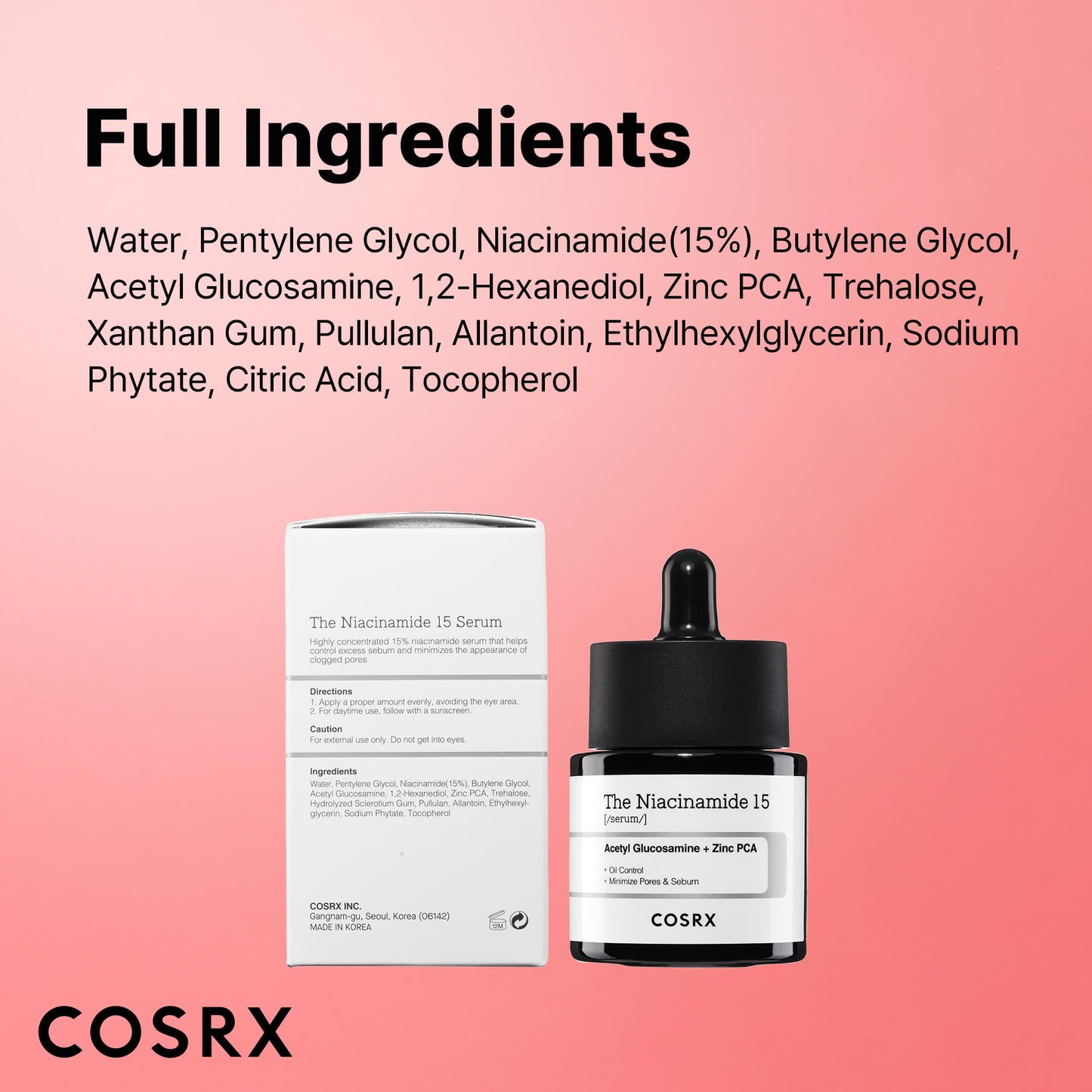 COSRX 15% Niacinamide Face Serum, 0.67 fl oz, Pore Minimizer Serum for Face, Even Skin Tone, Korean Skin Care - Maple Wellness Supplements