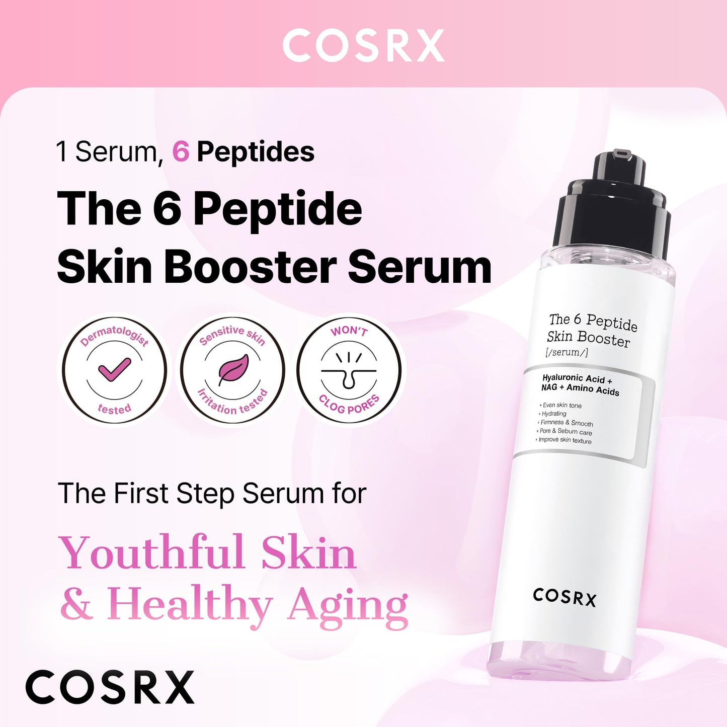 COSRX 6X Peptide Collagen Booster Toner Serum with Copper Peptides, Niacinamide & Hyaluronic Acid Skin Renewal Boosting - Maple Wellness Supplements
