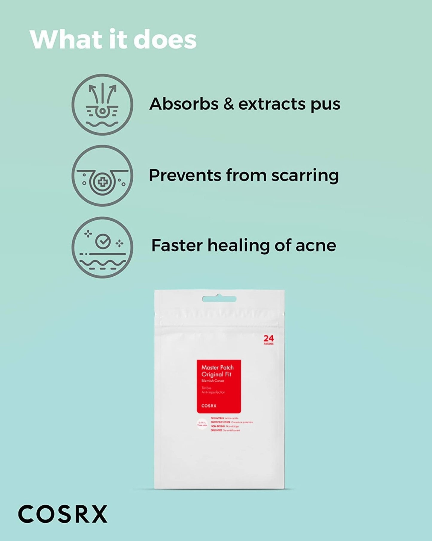 COSRX Acne Pimple Patch (96) Absorbing Hydrocolloid Original 3 Size Patches for Blemishes and Zits Cover - Maple Wellness Supplements