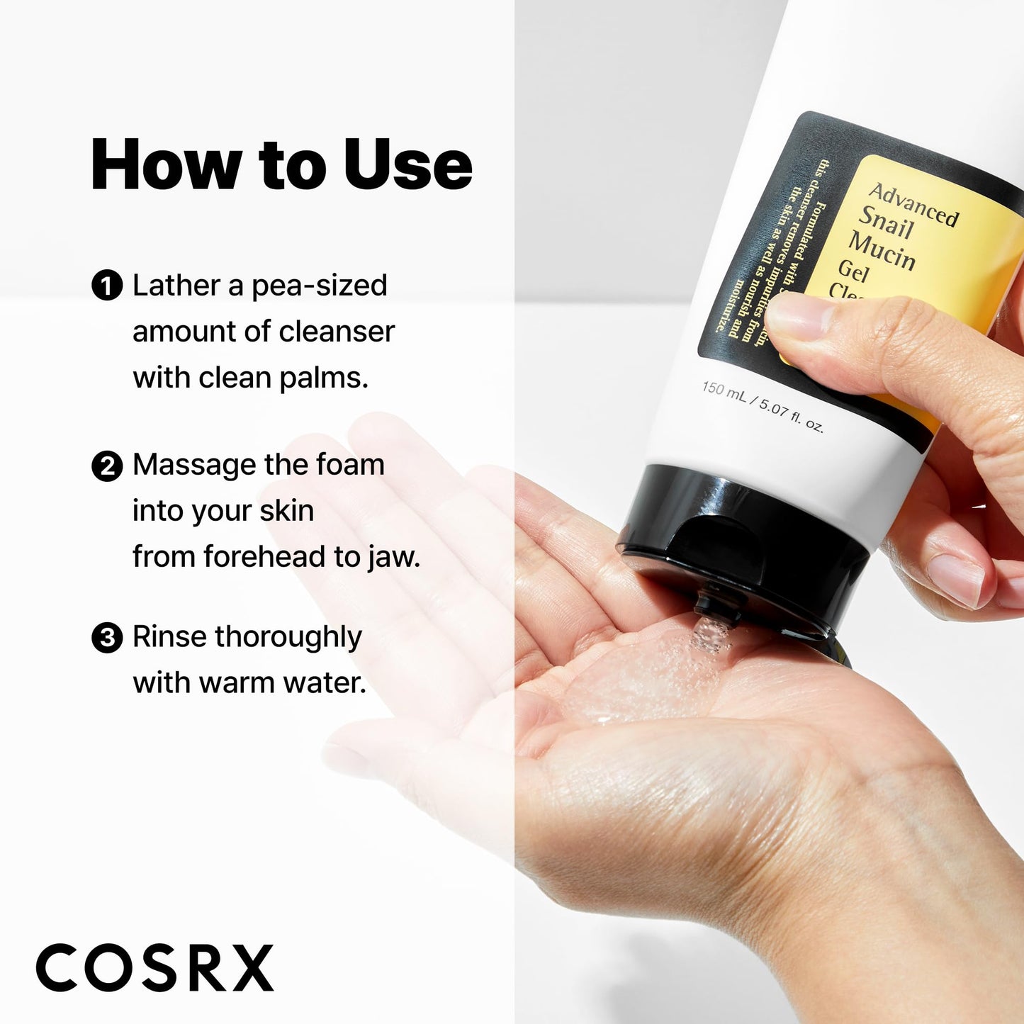 COSRX Advanced Snail Mucin Gel Cleanser, 5.07 Fl Oz / 150 mL, Rich Daily Deep Cleansing Gel for Dry & Sensitive Skin - Maple Wellness Supplements