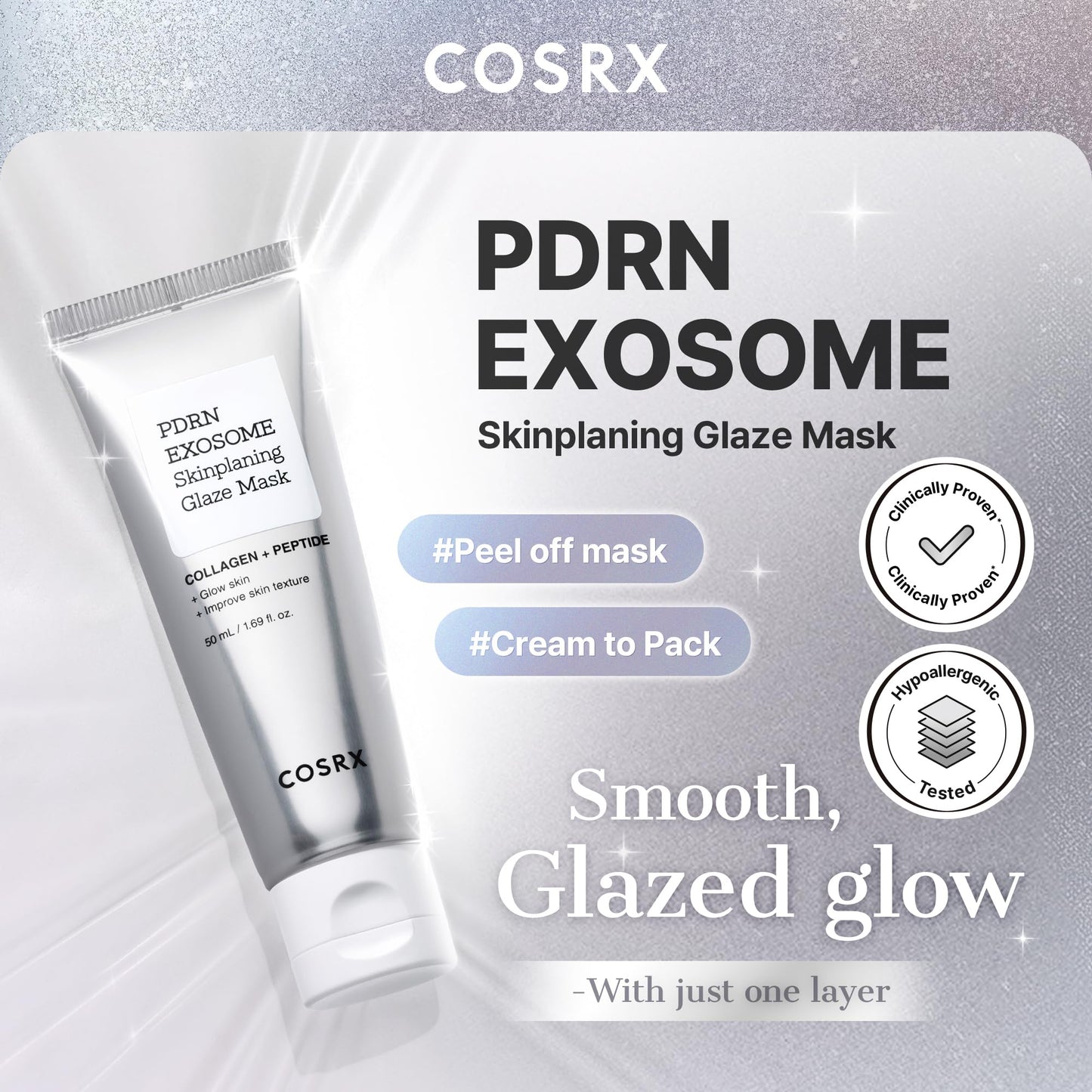COSRX PDRN EXOSOME Glaze Wrapping Mask with SALMON DNA PDRN, Easy Peel-Off Overnight Mask for Glass Skin, Firmness - Maple Wellness Supplements