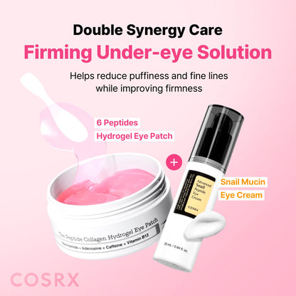 COSRX Pink Peptides Collagen Hydrogel Eye Patch for Puffy Eyes and Dark Circles, Under Eye Mask, 60 Under Eye Patches, Korean Skin Care - Maple Wellness Supplements