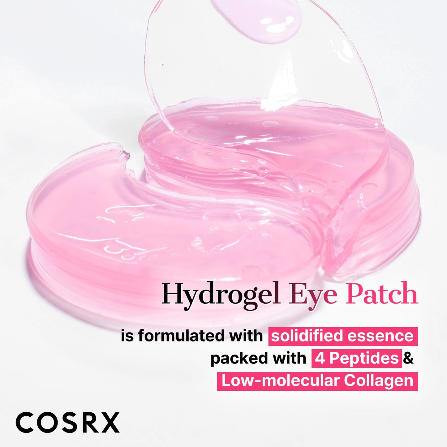 COSRX Pink Peptides Collagen Hydrogel Eye Patch for Puffy Eyes and Dark Circles, Under Eye Mask, 60 Under Eye Patches, Korean Skin Care - Maple Wellness Supplements