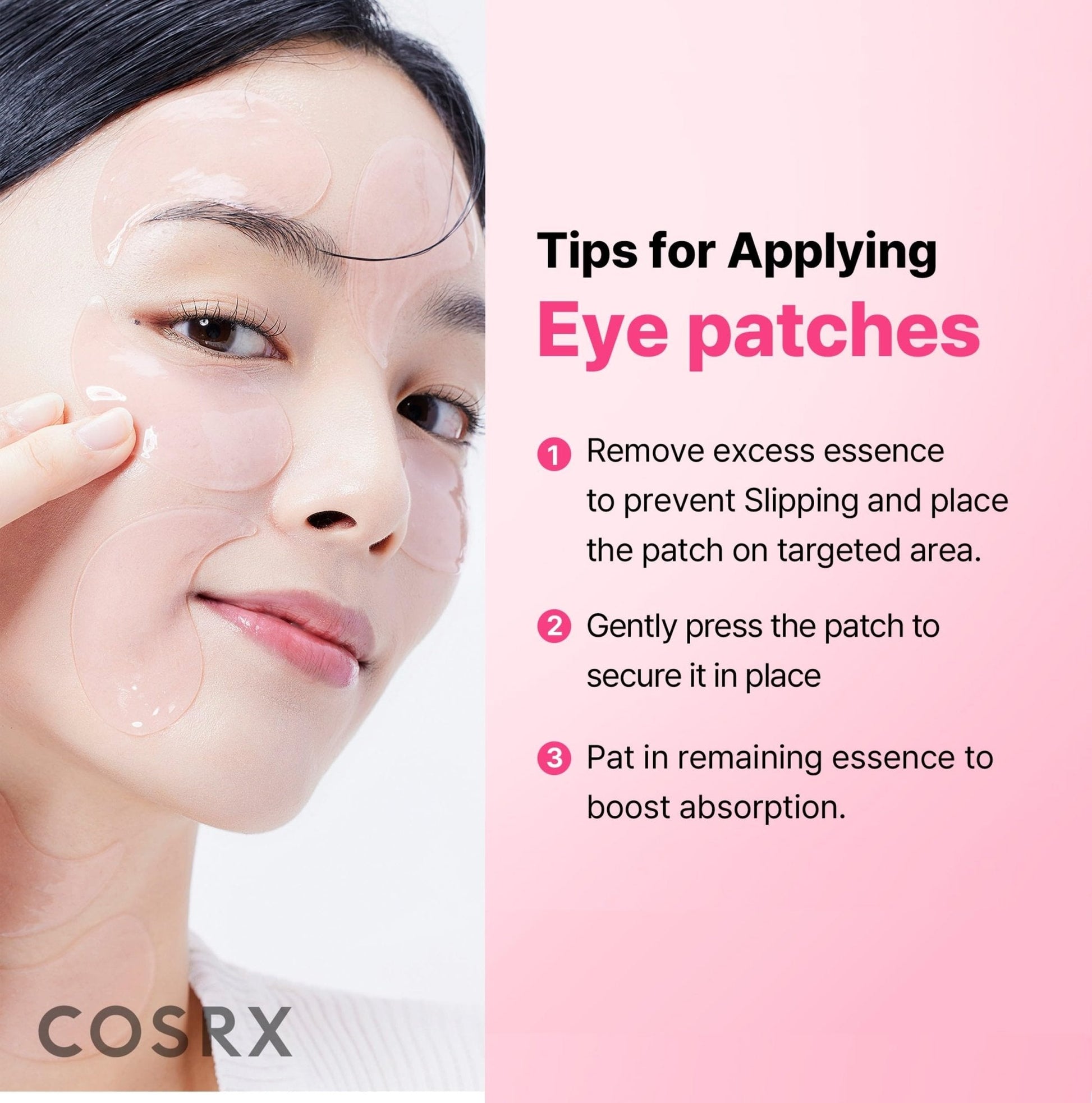 COSRX Pink Peptides Collagen Hydrogel Eye Patch for Puffy Eyes and Dark Circles, Under Eye Mask, 60 Under Eye Patches, Korean Skin Care - Maple Wellness Supplements
