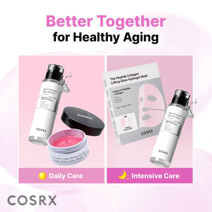 COSRX Pink Peptides Collagen Hydrogel Eye Patch for Puffy Eyes and Dark Circles, Under Eye Mask, 60 Under Eye Patches, Korean Skin Care - Maple Wellness Supplements