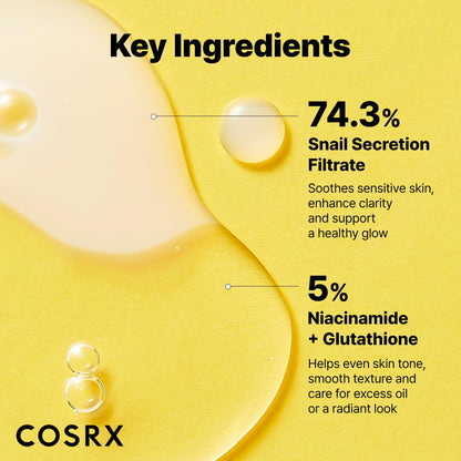 COSRX Snail Mucin 74% + Niacinamide 5% Dual Essence, Anti Aging Face Serum for Dull Skin, Sensitive Skin, Korean Skin Care, 2.70 fl.oz / 80ml - Maple Wellness Supplements