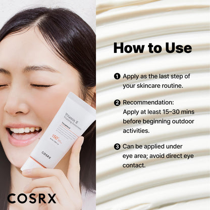 COSRX Vitamin E Vitalizing Sunscreen,SPF 50 Broad Spectrum Face Sunscreen, Lightweight - Maple Wellness Supplements