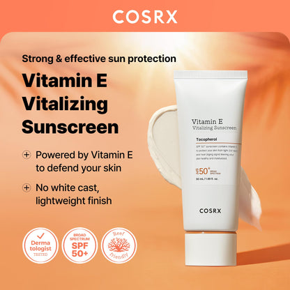 COSRX Vitamin E Vitalizing Sunscreen,SPF 50 Broad Spectrum Face Sunscreen, Lightweight - Maple Wellness Supplements