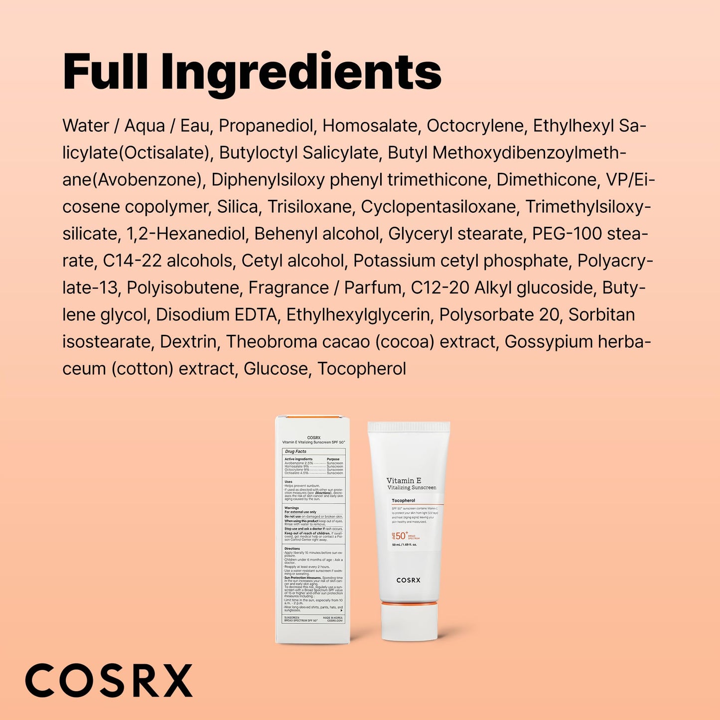 COSRX Vitamin E Vitalizing Sunscreen,SPF 50 Broad Spectrum Face Sunscreen, Lightweight - Maple Wellness Supplements