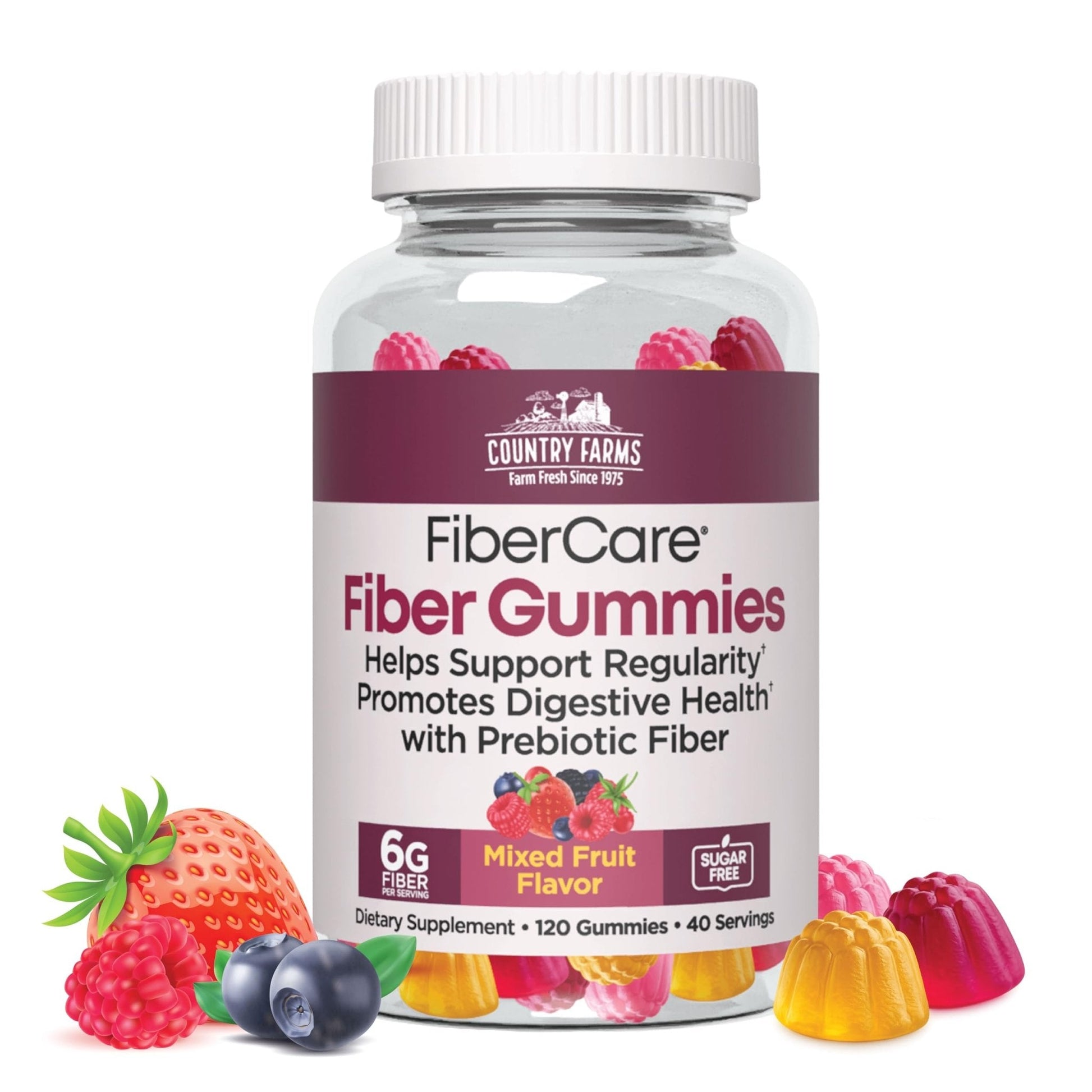 Country Farms Fiber Care Prebiotic Gummies, 6g of Fiber Per Serving, GLP-1 Booster, FOS from Beets, Digestive Health and Bloat, Supports Regularit - Maple Wellness Supplements