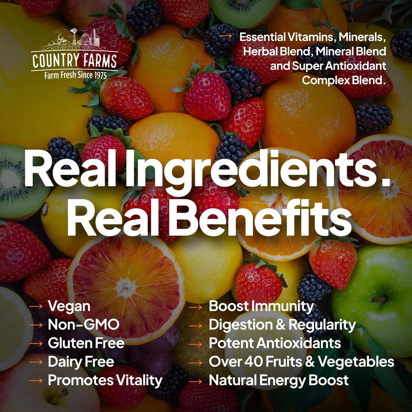 Country Farms Liquid Multivitamin, Vitamins and Minerals for Immune Support and Energy, Herbal Blend, Vegan - Maple Wellness Supplements
