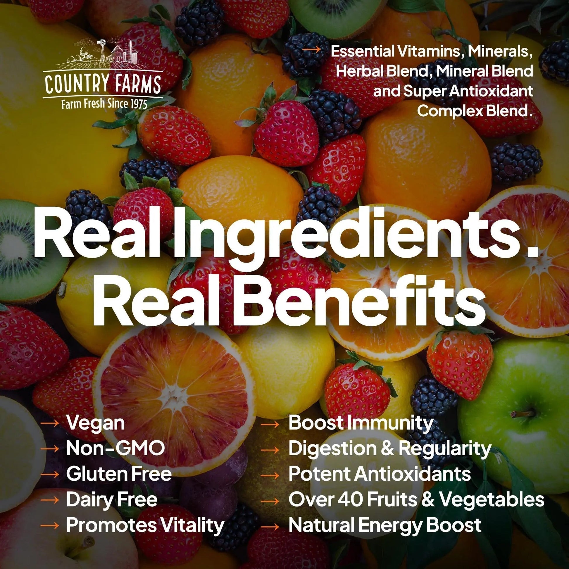 Country Farms Liquid Multivitamin, Vitamins and Minerals for Immune Support and Energy, Herbal Blend, Vegan - Maple Wellness Supplements