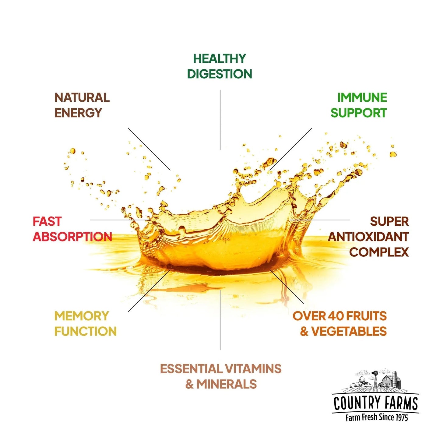 Country Farms Liquid Multivitamin, Vitamins and Minerals for Immune Support and Energy, Herbal Blend, Vegan - Maple Wellness Supplements