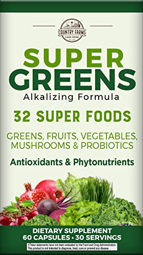 COUNTRY FARMS Super Greens Vegicaps, 32 Super Foods, Whole Food Supplement - Maple Wellness Supplements
