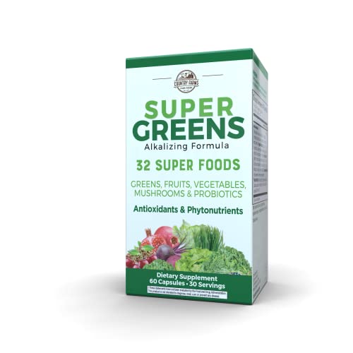 COUNTRY FARMS Super Greens Vegicaps, 32 Super Foods, Whole Food Supplement - Maple Wellness Supplements