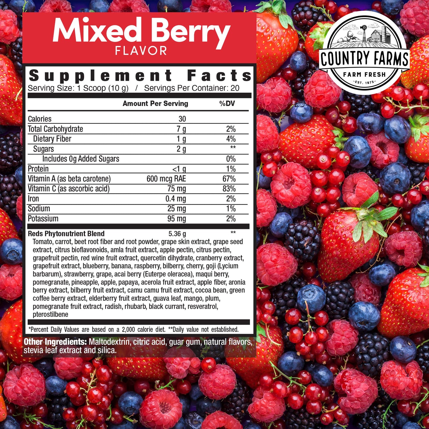 COUNTRY FARMS Super Reds, Energizing Polyphenol Superfood, Over 40 Super Fruits - Maple Wellness Supplements