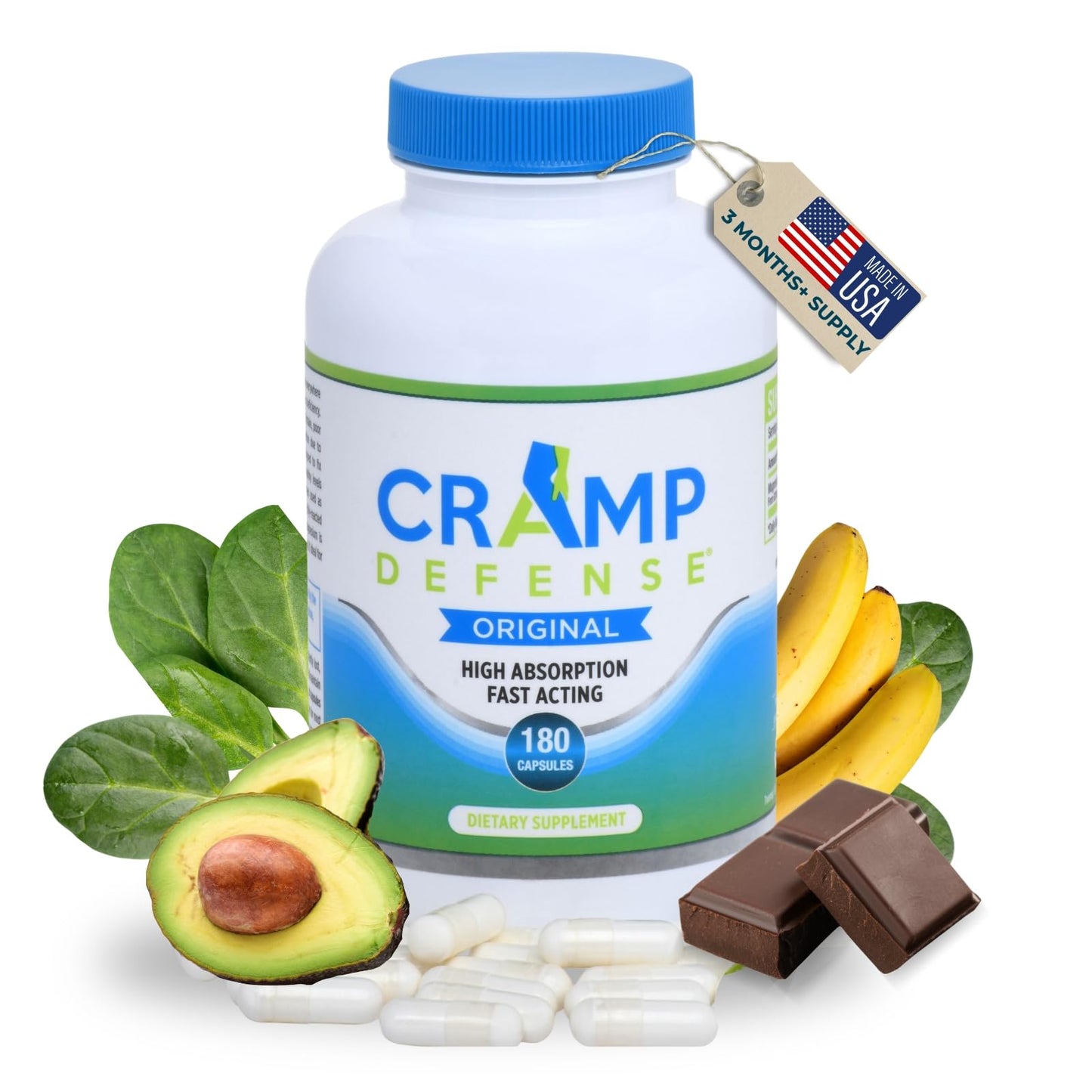 Cramp Defense® Leg Cramps Pills, Relief for All Muscle Cramps, Day and Night. Magnesium Supplement Capsules, 3-6 Month Supply. Non-Laxative - Maple Wellness Supplements