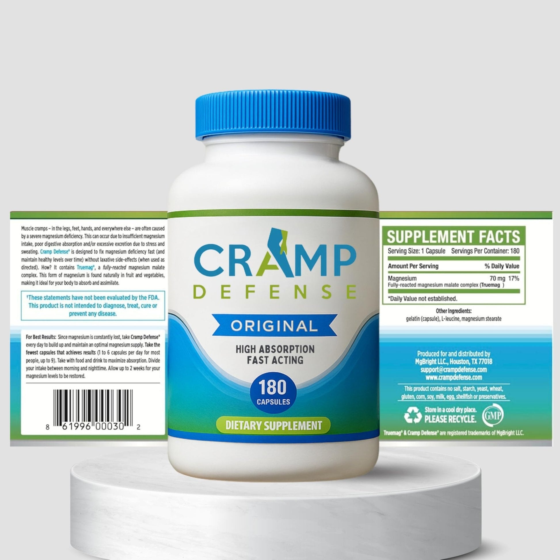 Cramp Defense® Leg Cramps Pills, Relief for All Muscle Cramps, Day and Night. Magnesium Supplement Capsules, 3-6 Month Supply. Non-Laxative - Maple Wellness Supplements