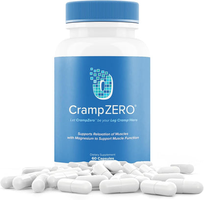 CrampZero Magnesium for Leg Cramps at Night – Potassium Magnesium Supplement with Calcium and Vitamin D3, Supports Muscle Relaxation and Function, Night Leg Cramps Relief, 60 Capsules - Maple Wellness Supplements