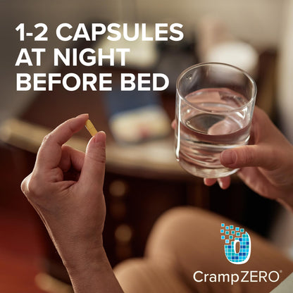 CrampZero Magnesium for Leg Cramps at Night – Potassium Magnesium Supplement with Calcium and Vitamin D3, Supports Muscle Relaxation and Function, Night Leg Cramps Relief, 60 Capsules - Maple Wellness Supplements