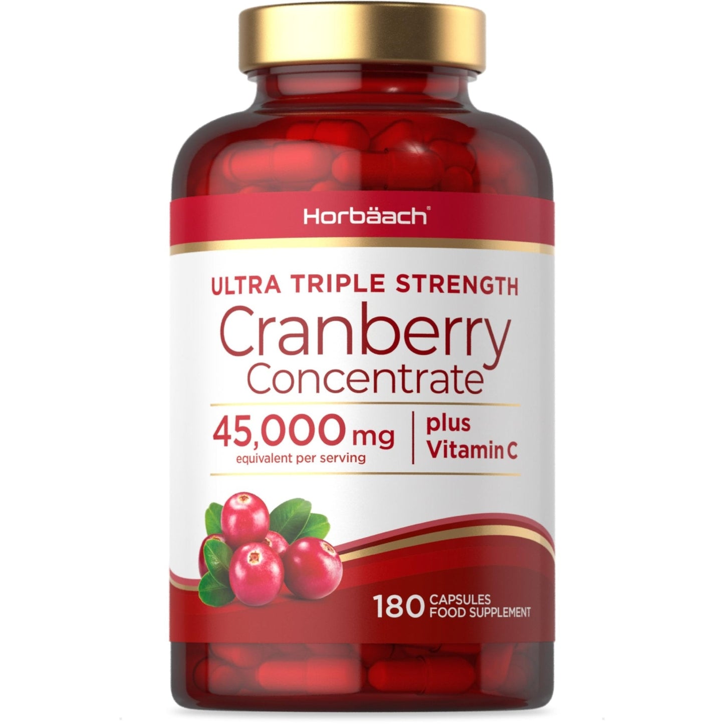 Cranberry Capsules 45,000 mg | High Strength Cranberry Extract with Vitamin C - Maple Wellness Supplements