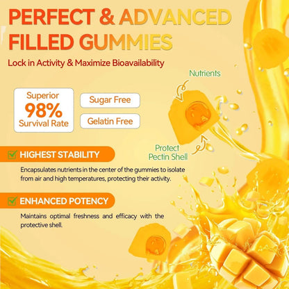 Crasye Probiotic Kombucha Gummies Sugar Free Prebiotic Postbiotic Probiotics Gummies with Slippery Elm for Women and Men Bloating Gut Health Immune and Digestive Support - 60 Gummies - 30 Servings - Maple Wellness Supplements