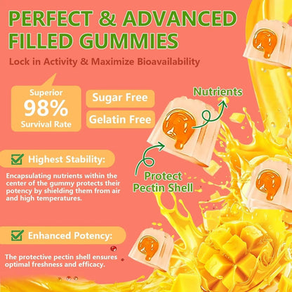 Crasye Probiotic Kombucha Gummies Sugar Free Prebiotic Postbiotic Probiotics Gummy for Women and Men Bloating Gut Health Immune and Digestive Support - 60 Gummies - 30 Servings - Maple Wellness Supplements