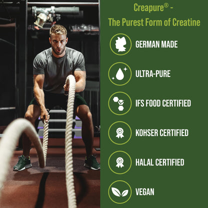 Creapure Creatine Monohydrate Powder. Ultra High Purity German Made Creatine with Nothing Else Added at All. Pure and Unflavored for Men & Women. - Maple Wellness Supplements