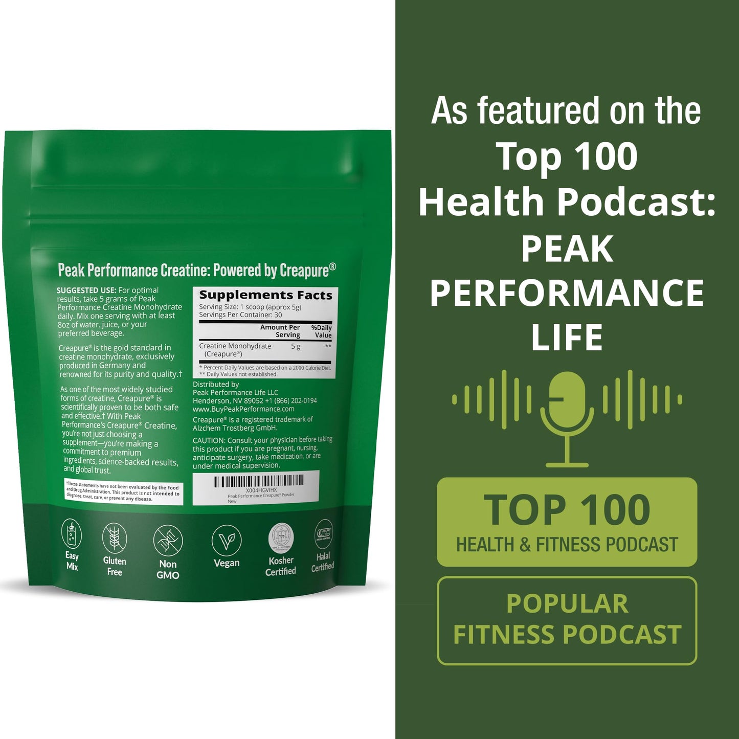 Creapure Creatine Monohydrate Powder. Ultra High Purity German Made Creatine with Nothing Else Added at All. Pure and Unflavored for Men & Women. - Maple Wellness Supplements