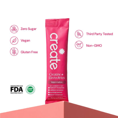 Create Creatine + Electrolytes Mix - Creatine Monohydrate Stick Packs, Supports Energy - Maple Wellness Supplements