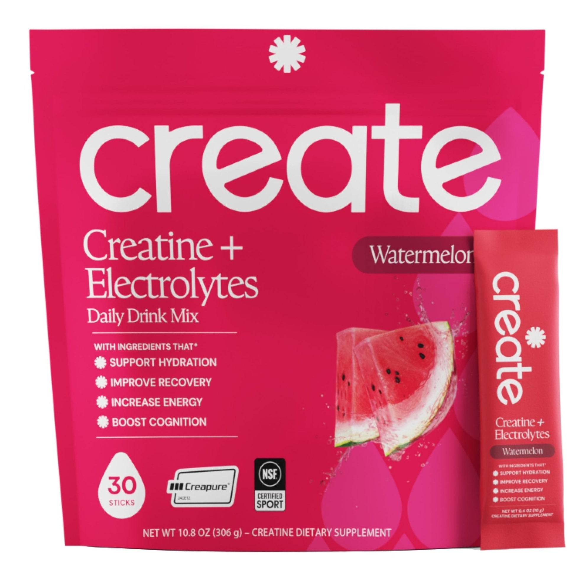 Create Creatine + Electrolytes Mix - Creatine Monohydrate Stick Packs, Supports Energy - Maple Wellness Supplements