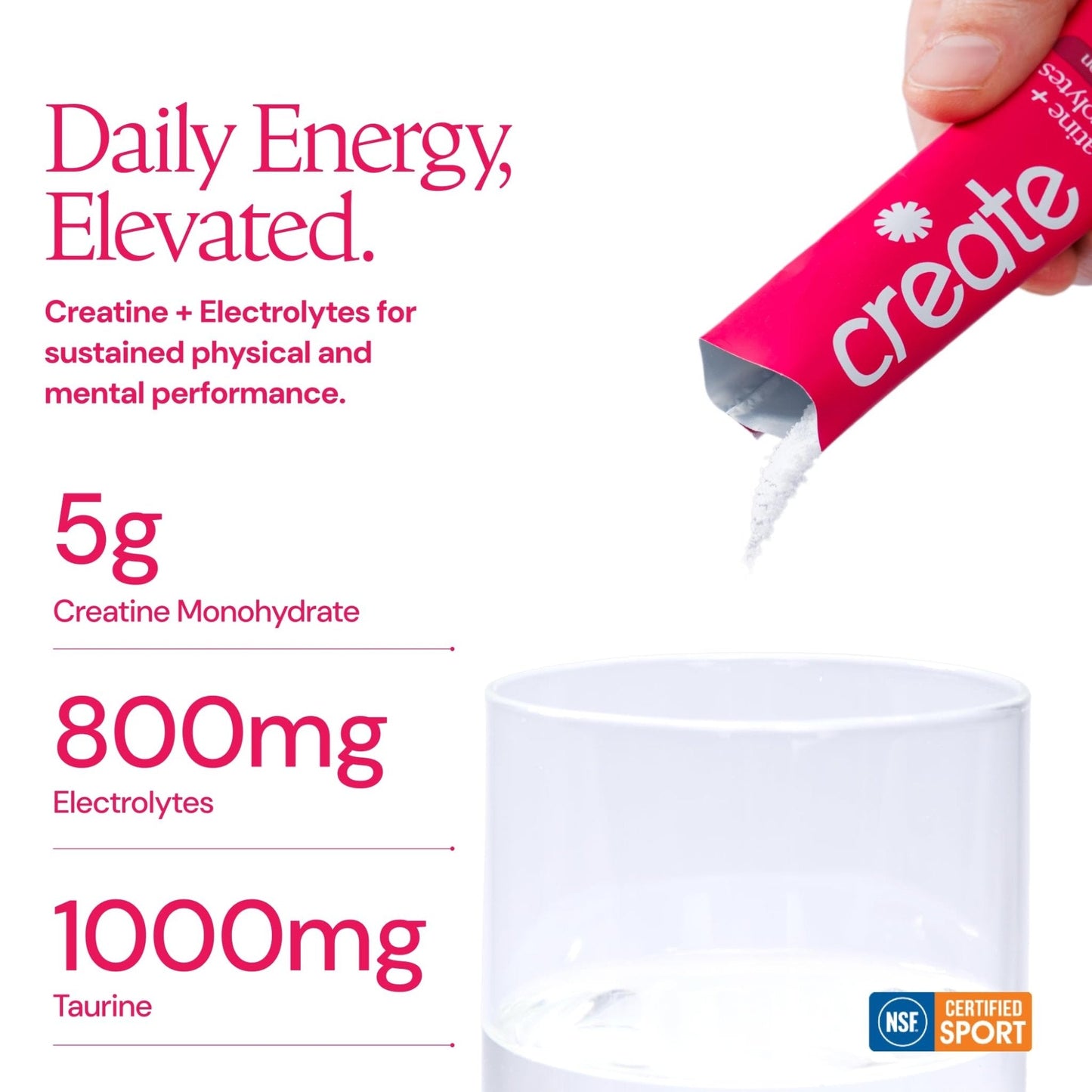Create Creatine + Electrolytes Mix - Creatine Monohydrate Stick Packs, Supports Energy - Maple Wellness Supplements