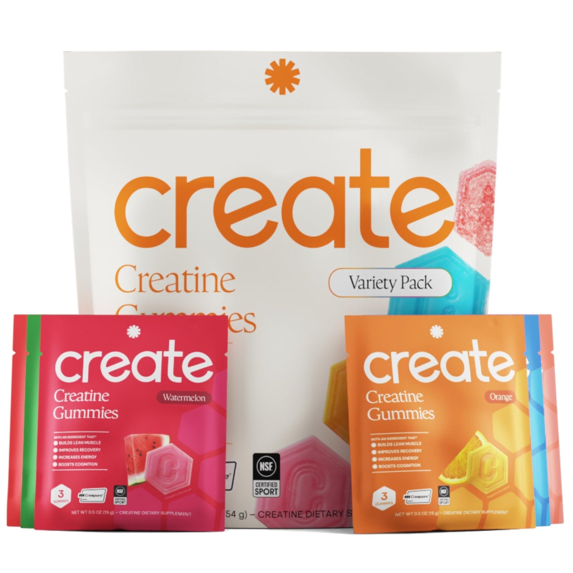 Create Creatine Gummies for Men & Women – NSF Certified, Made with Creapure Creatine Monohydrate, Great Tasting, Anti-Melting Formula, 30ct Standup Pouch, 90 Gummies (Variety Pack) - Maple Wellness Supplements