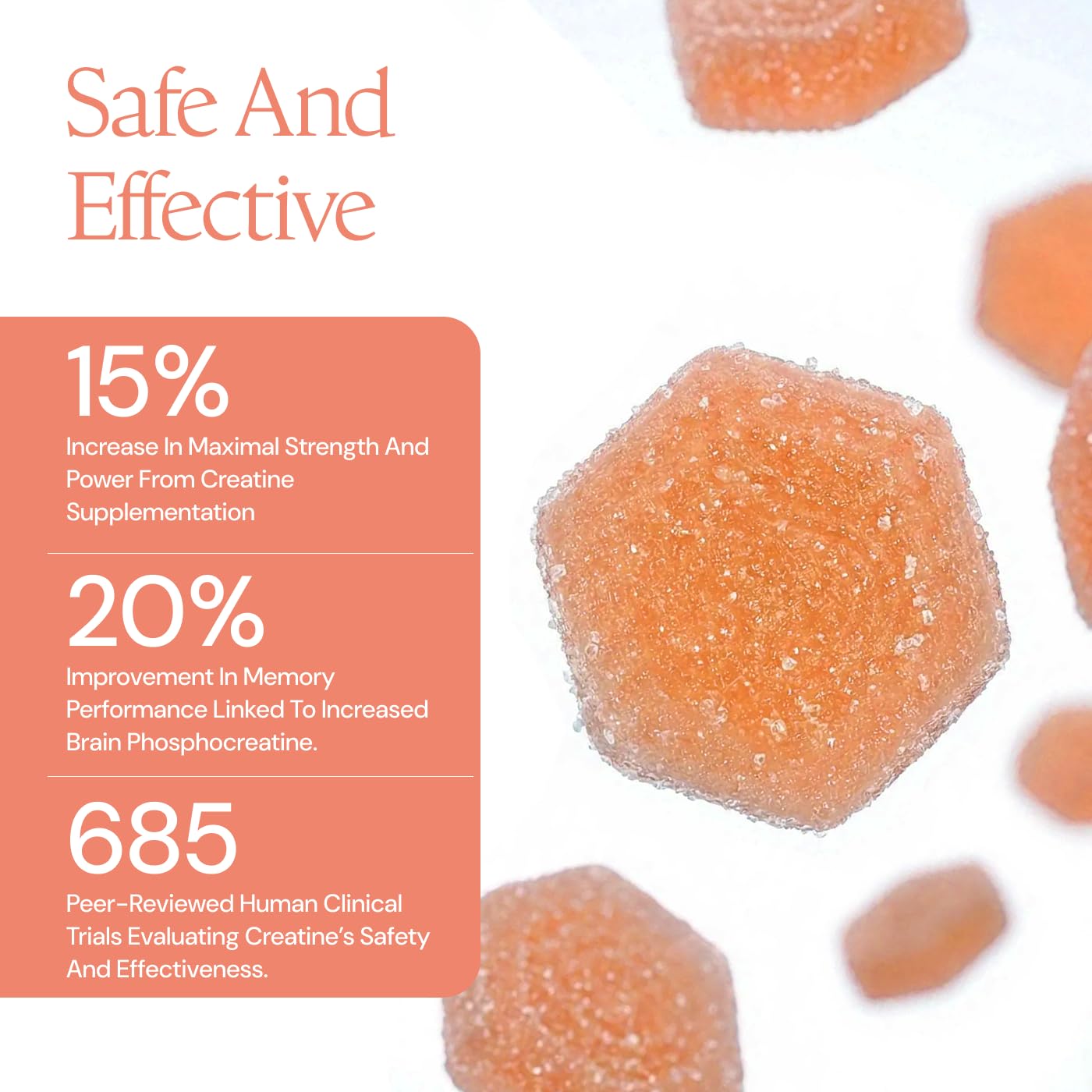 Create Creatine Monohydrate Gummies for Men & Women, Boost Focus, Strength, and Endurance, Anti-Melting Formula, Vegan, Gluten-Free, Non-GMO, 1.5g of Creatine per Gummy (Sour Peach) - Maple Wellness Supplements