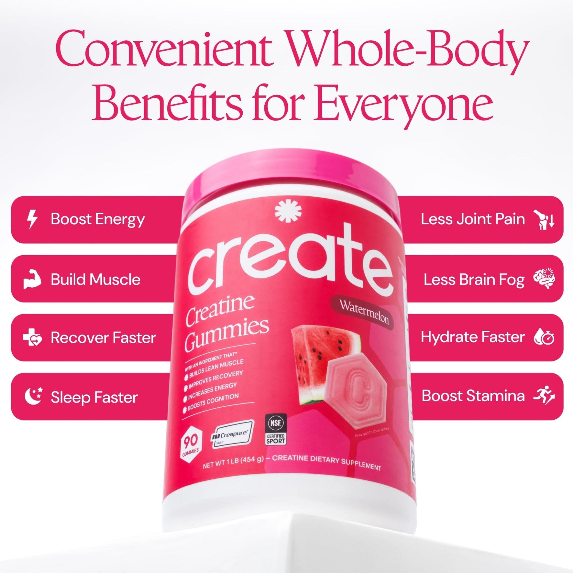 Create Creatine Monohydrate Gummies for Men & Women, Boost Focus, Strength, and Endurance, Anti-Melting Formula, Vegan, Gluten-Free, Non-GMO - Maple Wellness Supplements